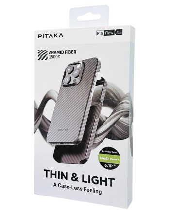  Накладка для i-Phone 15 Pro 6.1&quot; Pitaka Magez Case 4 Aramid Fiber 1500D черно-серый
