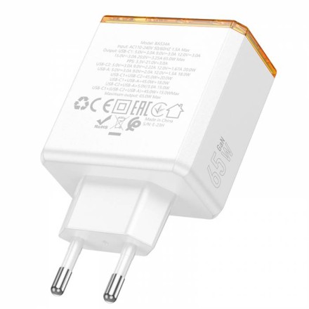  Сетевое зар. устр. Borofone BAS34A 2C/1USB 65W белое