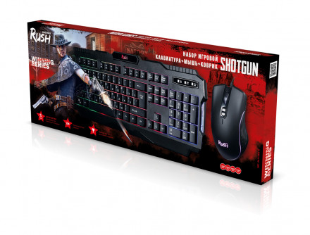 Проводной комплект клавиатура+мышь+коврик Smartbuy RUSH Shotgun черный (SBC-307728G-K)