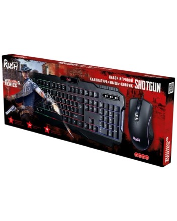  Проводной комплект клавиатура+мышь+коврик Smartbuy RUSH Shotgun черный (SBC-307728G-K)