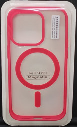 Накладка для iPhone 14 Pro 6.1&quot; Magsafe силикон прозрачный бока красная