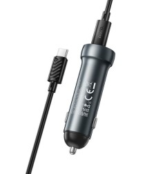 Автомобильное заряд. устр. Hoco Z54B с шнуром Type-C на Type-C 2C 60W серый