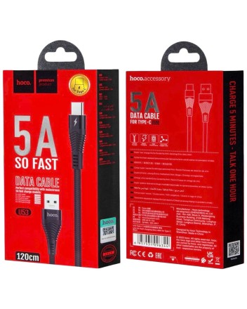  Usb Кабель-зарядка Type-C Hoco U53 5A 1.2м черный