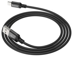 Usb Кабель-зарядка Lightning Hoco X14 Times speed 2A 2м в тканевой оплетке черный