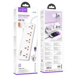 Сетевой фильтр Hoco AC14A 5 розеток/3USB/1USB-C 1.5м белый