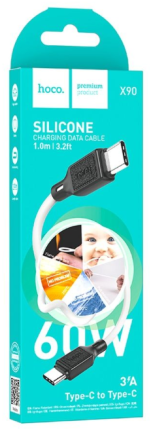  Usb Кабель-зарядка Type-C на Type-C Hoco X90 3A 1м в тканевой оплетке белый