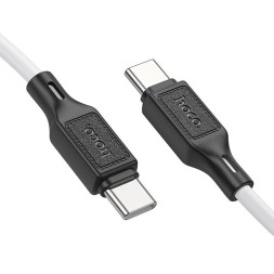 Usb Кабель-зарядка Type-C на Type-C Hoco X90 3A 1м в тканевой оплетке белый