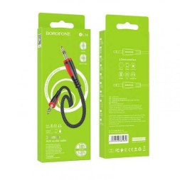 Аудиокабель AUX 3.5мм Borofone BL14 1м тканевой оплётке красно-черный