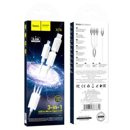 Usb Кабель-зарядка Hoco X74 3в1 Micro/Lightning/Type-C 1м белый