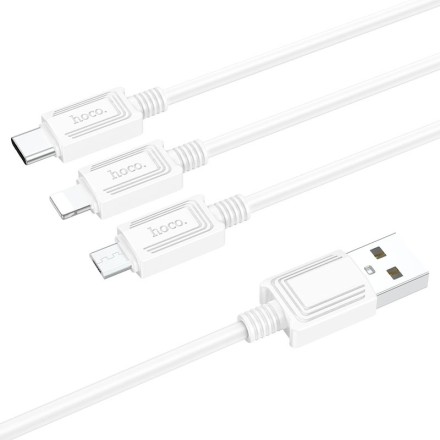  Usb Кабель-зарядка Hoco X74 3в1 Micro/Lightning/Type-C 1м белый