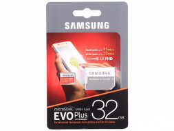 micro SDHC карта памяти Samsung EvoPlus 32GB UHS-I U1 (R/W 95/20 MB/s) FHD с адаптером