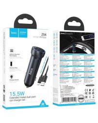 Автомобильное заряд. устр. Hoco Z54 с шнуром Micro 2USB 15W серый