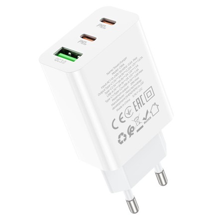  Сетевое зар. устр. Hoco C99A 1USB/2C 20W белое