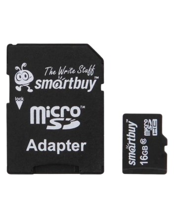  micro SDHC карта памяти Smartbuy 16GB Сlass 10 UHS-I (с адаптером SD)