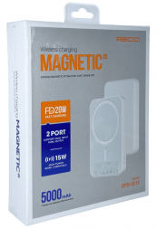 Powerbank с беспроводной зарядкой MagSafe Recci RPB-W11 5000mAh 1C 15W/20W белый