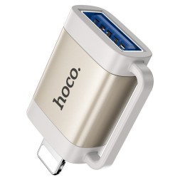 Переходник Hoco UA31A Lightning (папа) на USB (мама) серый