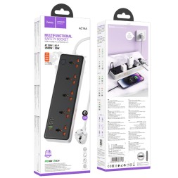 Сетевой фильтр Hoco AC14A 5 розеток/3USB/1USB-C 1.5м черный