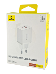Сетевое зар. устр. Baseus Cube Pro Fast Charger 1USB/1C 30W P10111404213-00 белое