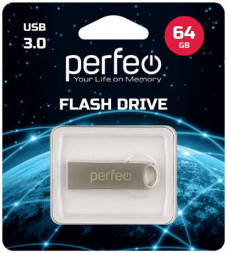 3.0 USB флеш накопитель Perfeo 64GB M08 металлическая