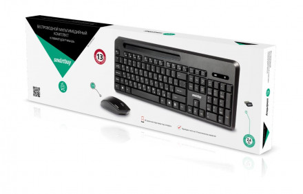 Беспроводной комплект клавиатура+мышь Smartbuy 639391AG-K, (SBC-639391AG-K) черный