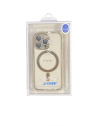 Накладка для i-Phone 13 Pro J-Case Magsafe силикон прозрачный золотая рамка