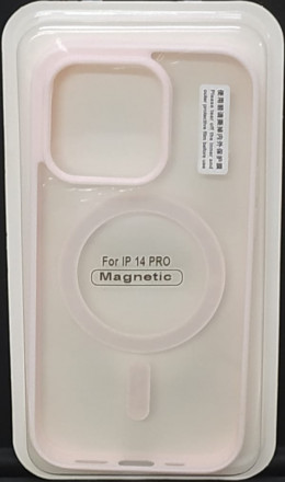 Накладка для iPhone 14 Pro 6.1&quot; Magsafe силикон прозрачный бока розовая