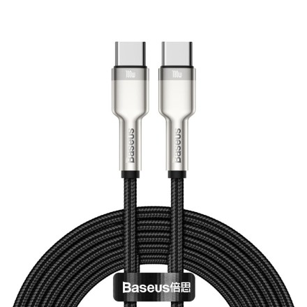  Кабель-зарядка Type-C на Type-C Baseus Cafule Metal 2м CATJK-D01 100W чёрный