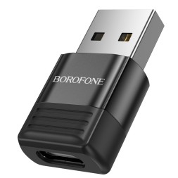 Переходник USB2.0 (папа) на Type-C (мама) Borofone BV18 чёрный