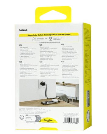  Сетевое зар. устр. Baseus Palm Fast Charger 1USB/1C 20W кабель T-C на T-C (P10111608113-01) черное