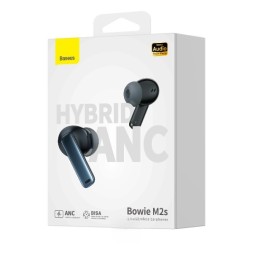 Мобильная Bluetooth-гарнитура Baseus Bowie M2s BT5.2/67mAh (600mAh)/7ч/ANC (NGTW350101) черная