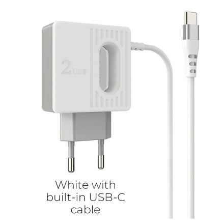  Сетевое зар. устр. Borofone BA34 с шнуром Type-C 2USB белое