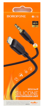  Кабель-переходник Borofone BL18 Lighting (папа) на AUX 3.5мм (папа) 1м черный