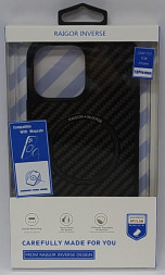 Накладка для i-Phone 13 Pro Max Raigor MagSafe пластик под карбон чёрная