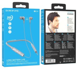 Беспроводные наушники для спорта Borofone BE59 серые