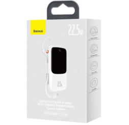 Powerbank Baseus Qpow Pro Digital Display Fast Charge 22.5W Type-C 3A 10000 мАч белый