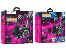 Стереонаушники полноразмерные Hoco W107 Cute Phantom Cat с микрофоном черные