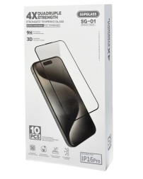 Защитное стекло для i-Phone 16 Pro Supglass SG-01 3D чёрное