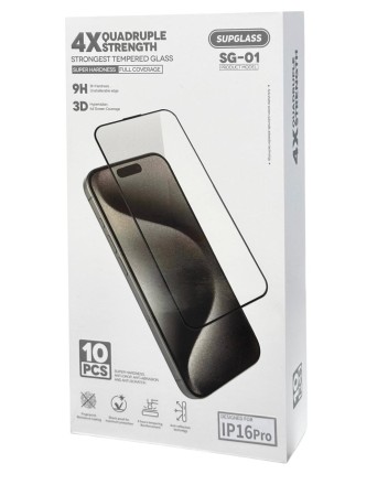  Защитное стекло для i-Phone 17/16 Pro Supglass SG-01 3D чёрное