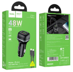Автомобильное заряд. устр. Hoco Z58A с шнуром Type-C на Type-C 1USB/1C 18W/30W серый