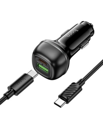  Автомобильное заряд. устр. Hoco Z58A с шнуром Type-C на Type-C 1USB/1C 18W/30W серый