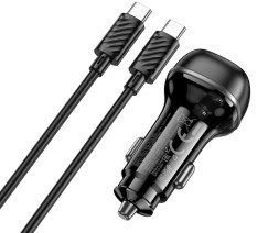 Автомобильное заряд. устр. Hoco Z58A с шнуром Type-C на Type-C 1USB/1C 18W/30W серый