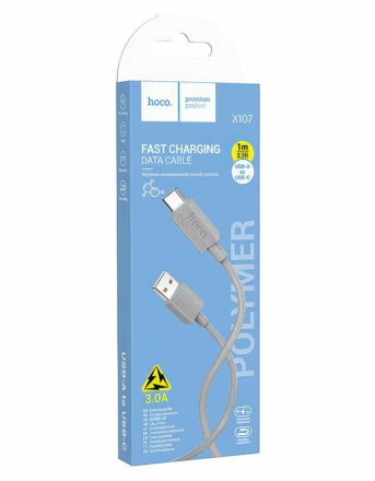  Usb Кабель-зарядка Type-C Hoco X107 1м 3A серый