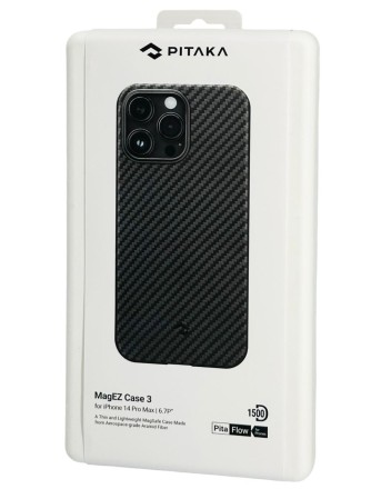  Накладка для i-Phone 14 Pro Max 6.7&quot; Pitaka Magez Case 3 черно-серый, кевлар(арамид)