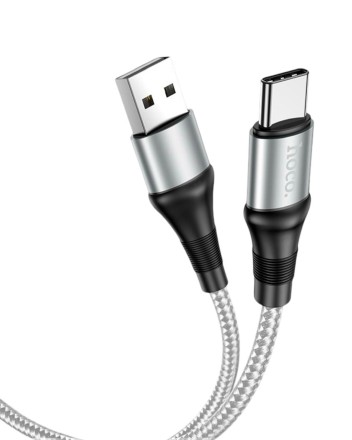 Usb Кабель-зарядка Type-C Hoco X50 Excellent 3A 1м в тканевой оплётке серый