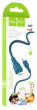  Usb Кабель-зарядка Lightning Hoco X67 Nano 2.4A 1м мягкий силиконовый синий