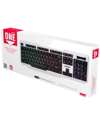  Клавиатура проводная Smartbuy ONE 333 USB/104 клавиш/Подсвет.Rainbow/1.5м, (SBK-333U-WK) бело-черная