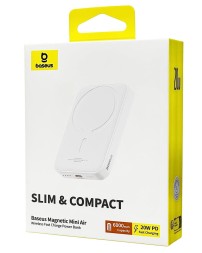 Powerbank Baseus 6000mAh Magnetic Mini Air Wireless Fast charge 20W Type-C (P10059002223-00) белый