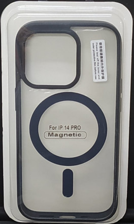 Накладка для iPhone 14 Pro 6.1&quot; Magsafe силикон прозрачный бока черная
