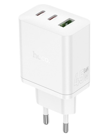  Сетевое зар. устр. Hoco N50 1USB/2С 45W белое