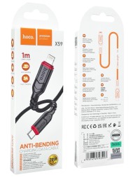 Usb Кабель-зарядка Type-C на Lightning Hoco X59 3A 60W 1м в тканевой оплетке черный
